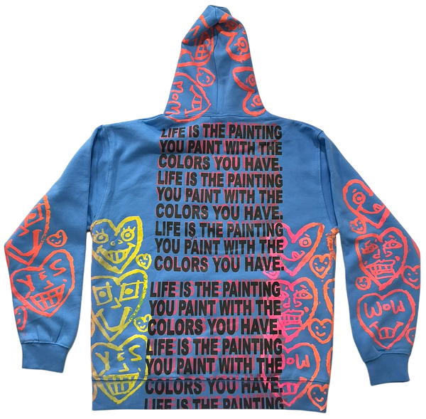 Life Is The Painting You Paint Split Color Hoodie (Size Large)