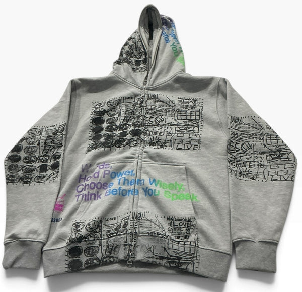 Words Hold Power Zip-Up Hoodie (Size Small)