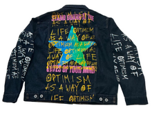 Load image into Gallery viewer, Optimism As A Way Of Life Denim Jacket (Size Medium)
