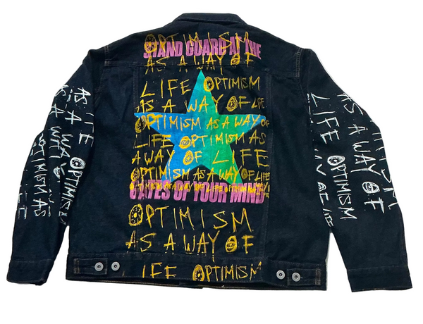 Optimism As A Way Of Life Denim Jacket (Size Medium)