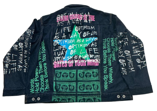 Optimism As A Way Of Life Denim Jacket (Size 2XL)