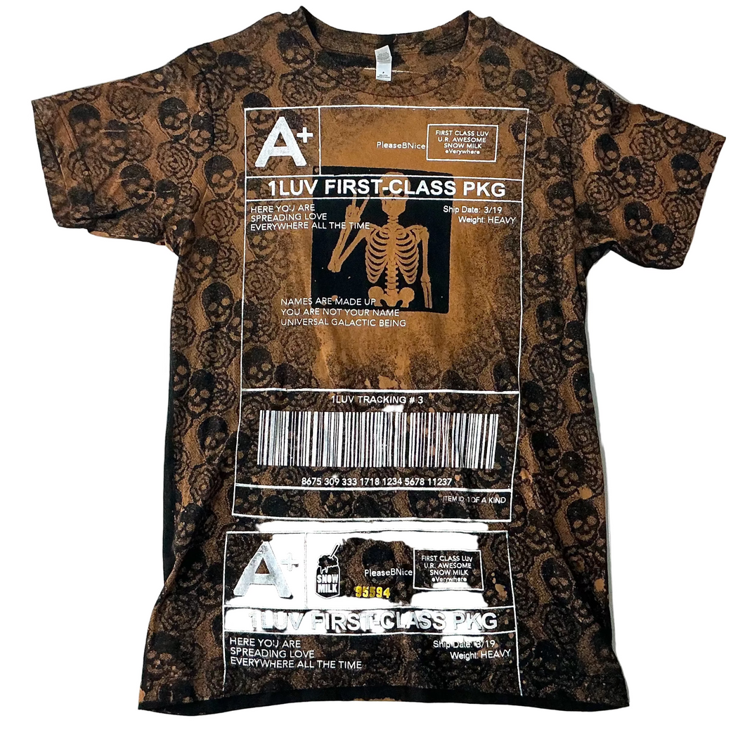 Positive Shipping Label Bleached Tee (Size Small) – Snow Milk