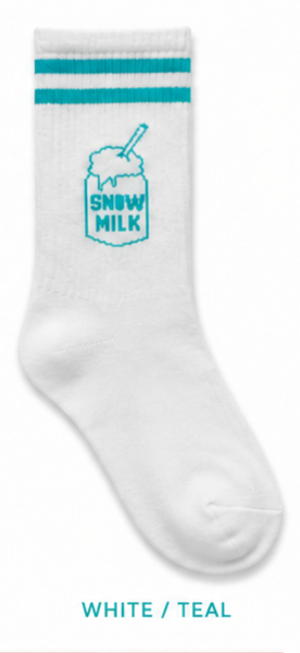 Snow Milk Socks (White / Teal)