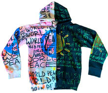 Load image into Gallery viewer, Optimism As A Way Of Life X World Peace Split Color Tie Dye Hoodie (Size S)
