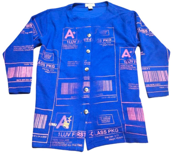 Positive Shipping Label Button Up Sweatshirt (Size Small)