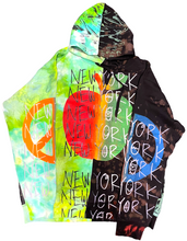 Load image into Gallery viewer, Big Apple Big Love Split Color Tie Dye Bleach Hoodie (Size Medium)

