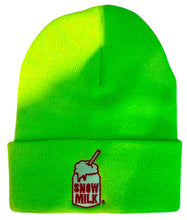 Load image into Gallery viewer, Snow Milk Embroidered Beanie (Florescent Green)
