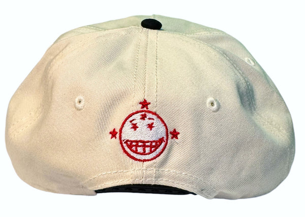 Snow Milk Embroidered 5 Panel Hat (Cream & Black)