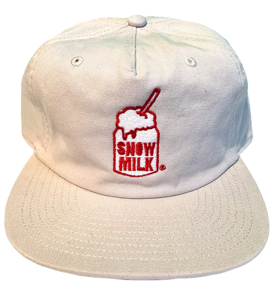 Snow Milk Embroidered 5 Panel Hat (Cream)