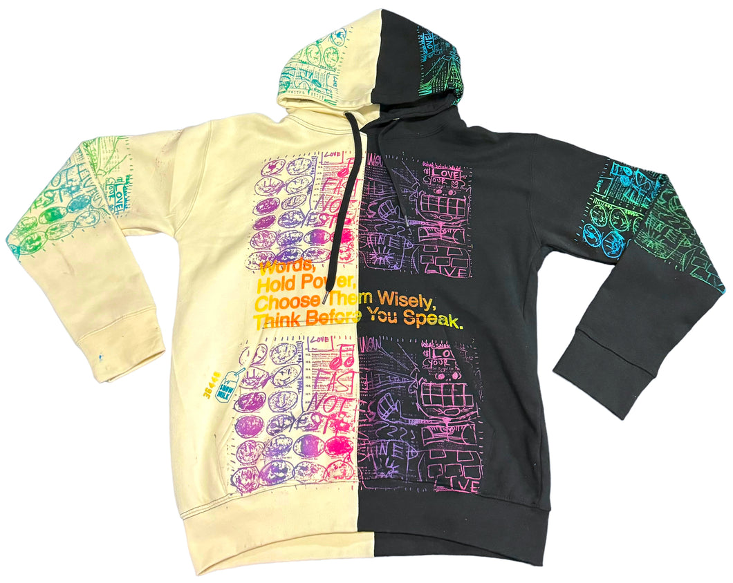 Words Hold Power Split Color Hoodie (Size M)