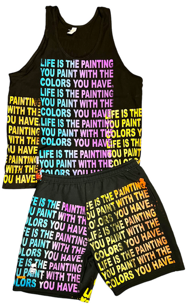 Life Is The Painting You Paint Tank Top & Shorts Set (Size XL)