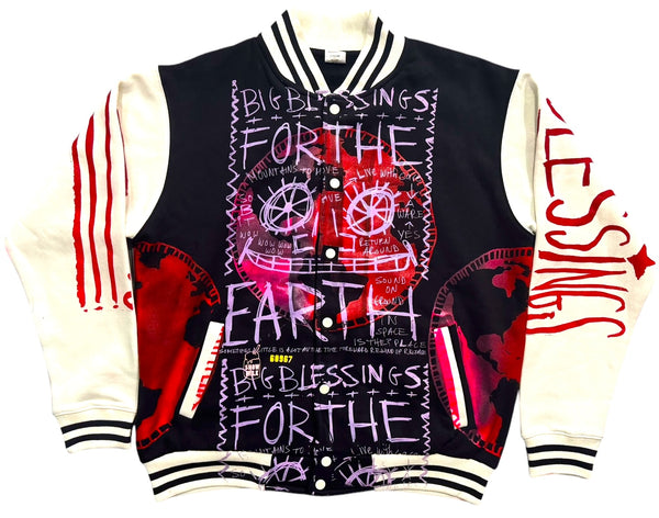 Snow Milk Kindness Blessings Varsity Jacket (Size XLarge)