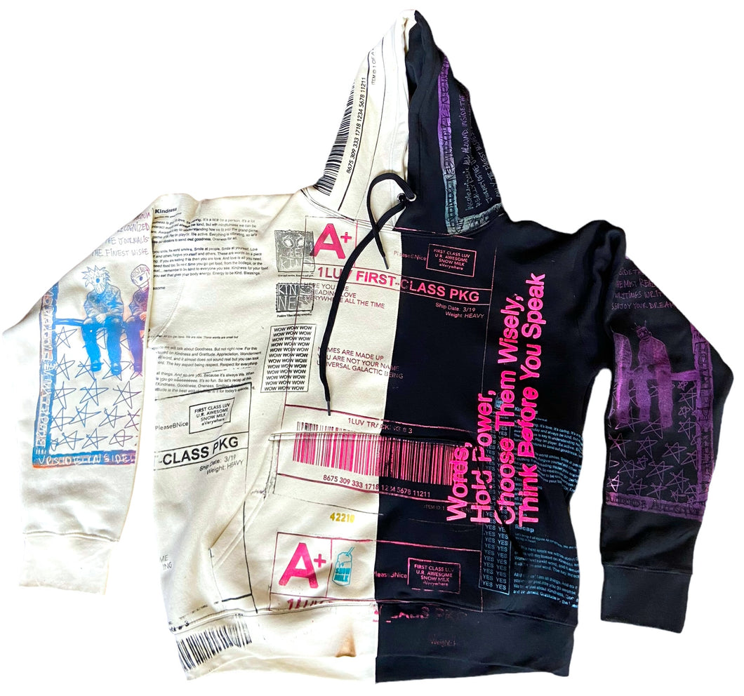 Positive Shipping Label Split Color Hoodie (Size XL)