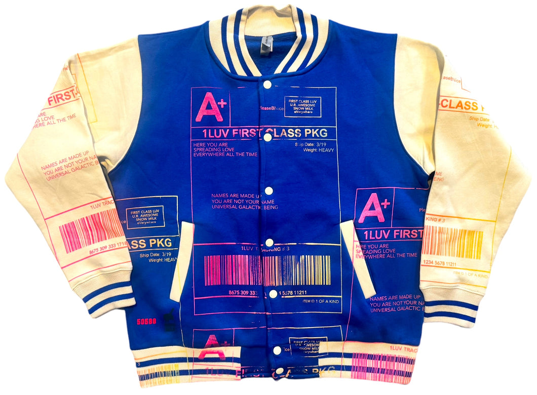 Positive Shipping Label Varsity Jacket (Size Large)