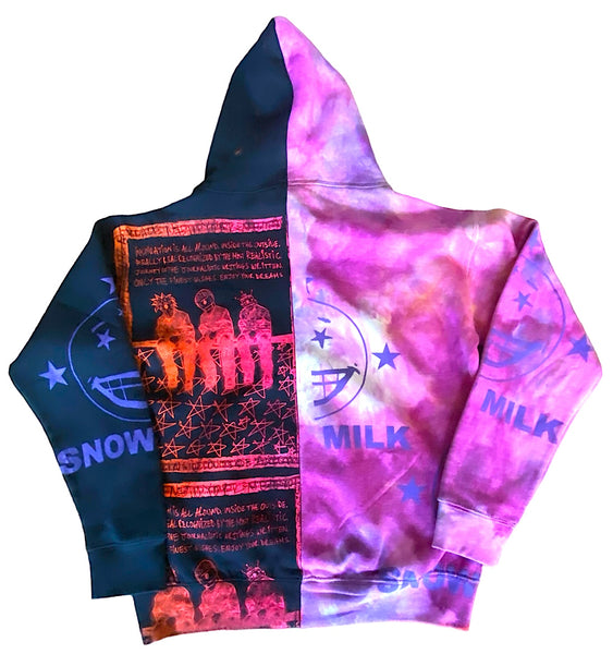 Enjoy Your Dreams Split Color Tie Dye Hoodie (Size L)