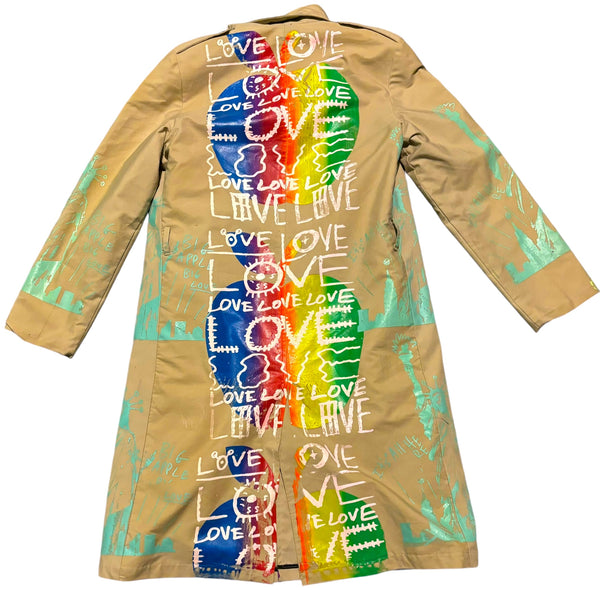 Love Love Love Custom Trench Coat (Size Medium)