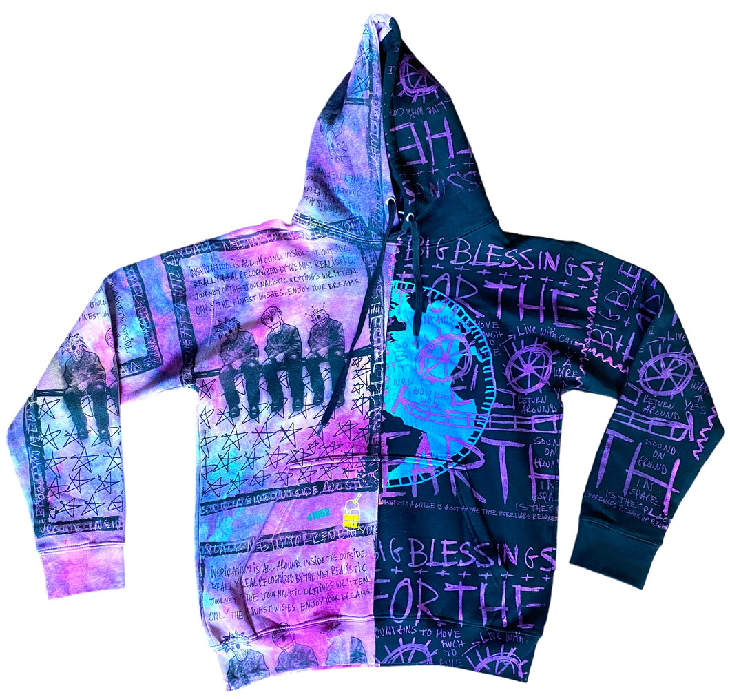 Enjoy Your Dreams Split Color Tie Dye Hoodie (Size M)