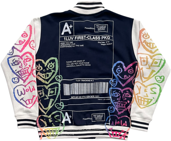 Positive Shipping Label Varsity Jacket (Size Small)