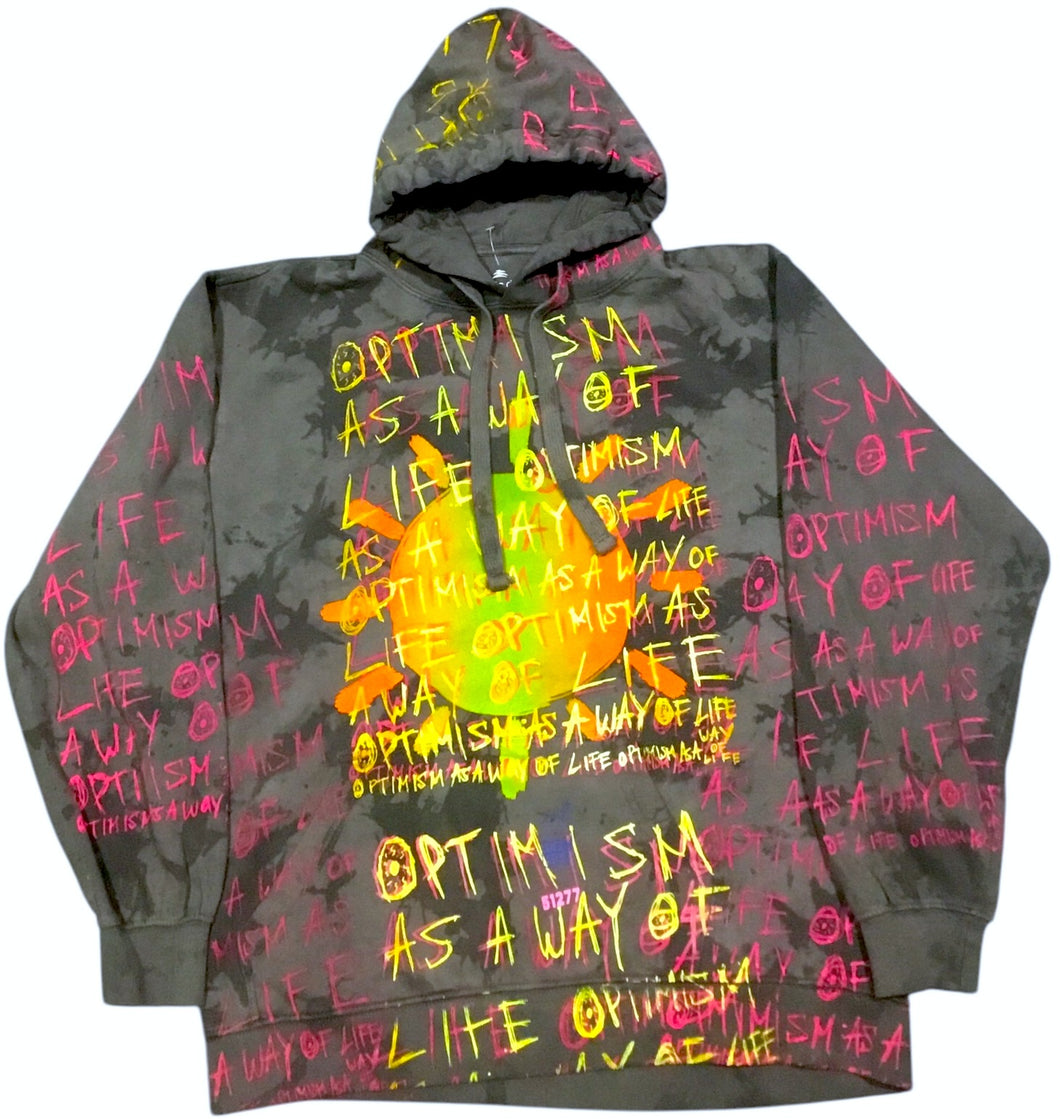 Optimism As A Way Of Life Acid Wash Hoodie (Size XL)