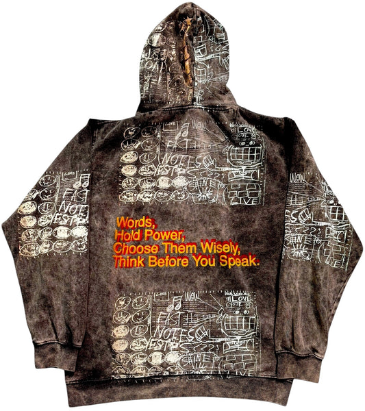 Words Hold Power Acid Wash Hoodie (Size XL)