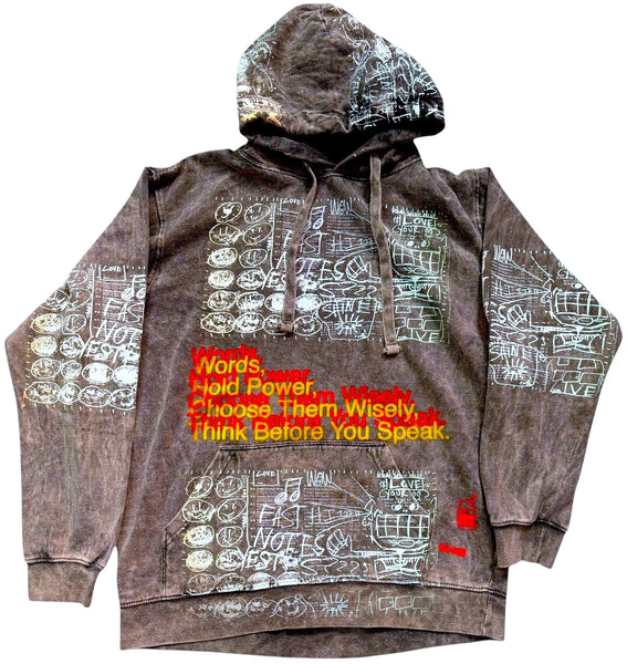 Words Hold Power Acid Wash Hoodie (Size XL)