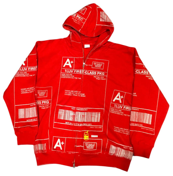 Positive Shipping Label Zip-up Hoodie (Size Large)