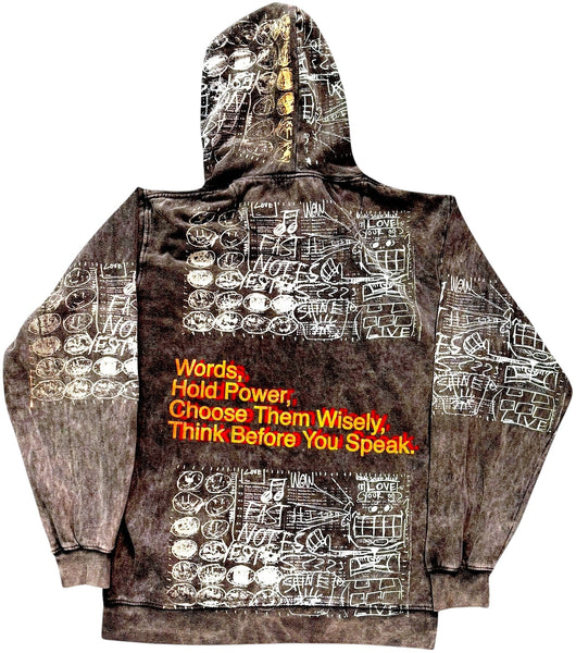 Words Hold Power Acid Wash Hoodie (Size XL)