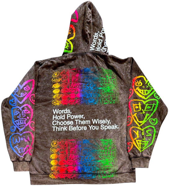 Words Hold Power Acid Wash Hoodie (Size XL)