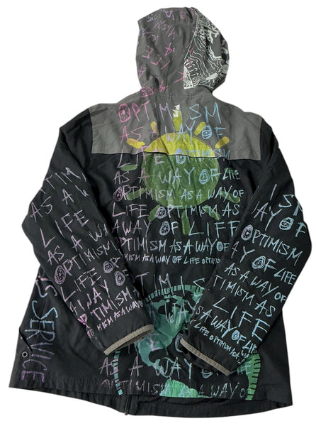 Optimism As A Way Of Life Zip Up Hoodie Coat (Size Large)