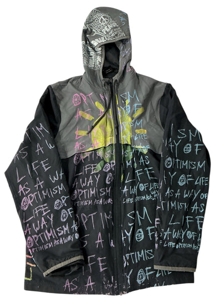 Optimism As A Way Of Life Zip Up Hoodie Coat (Size Large)