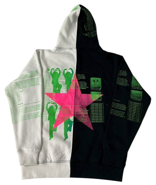 Snow Milk Kindness Split Color Hoodie (Size Medium)