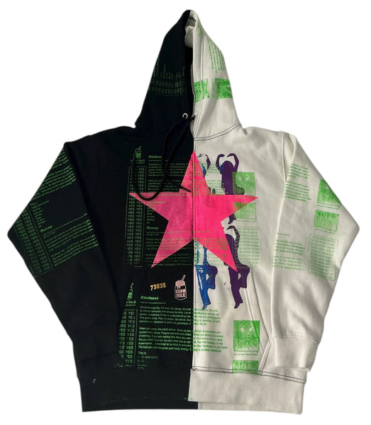 Snow Milk Kindness Split Color Hoodie (Size Medium)