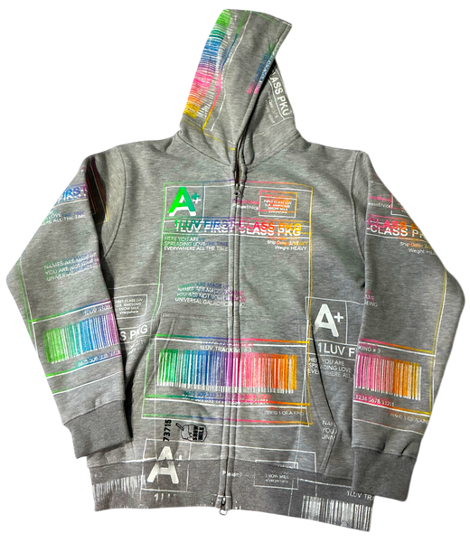 Positive Shipping Label Zip Up Hoodie (Size Small)