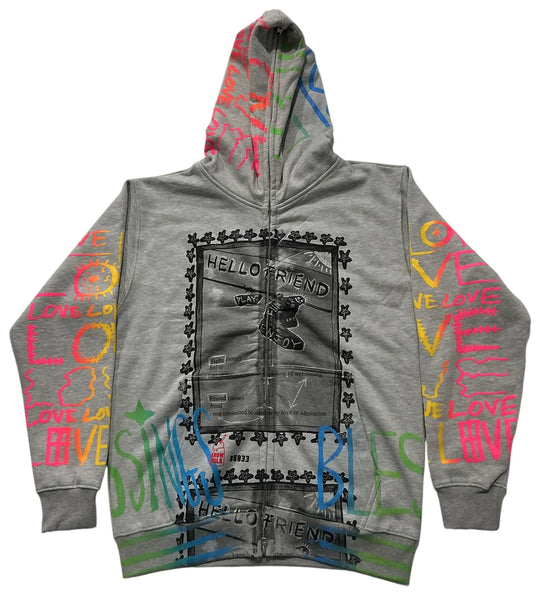 Hello Friend ZipUp Hoodie (Size Medium)