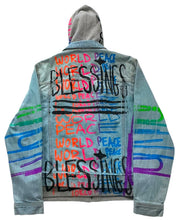 Load image into Gallery viewer, World Peace Jean Jacket Hoodie (Size Women’s XL)
