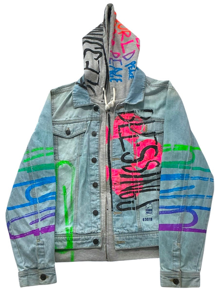 World Peace Jean Jacket Hoodie (Size Women’s XL)