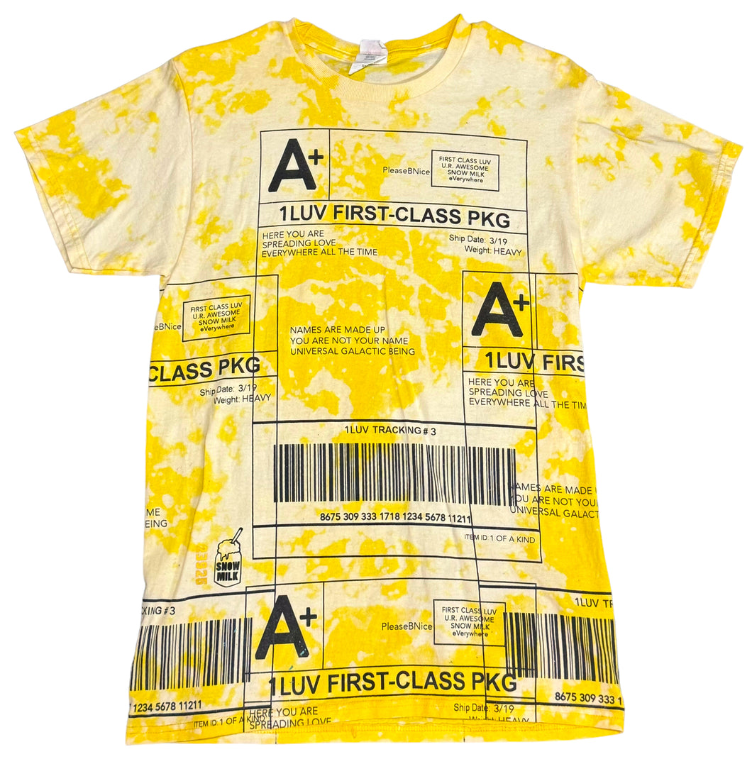 Positive Shipping Label Bleached Tee Shirt (Size Small)